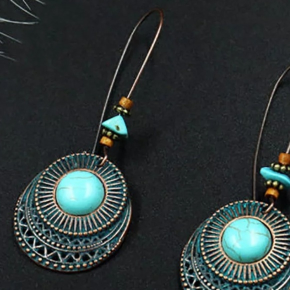 Earings Womens With Simulate Turquoise - Picture 2 of 4